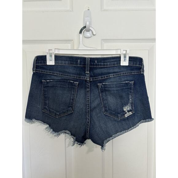 Flying Monkey Low Rise Patchwork Denim Shorts Size 30 Raw Hem Made in USA Y2K - Picture 2 of 8